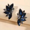 Navy blue gemstone leaf stud