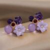 Multi-purple gemstone flower stud