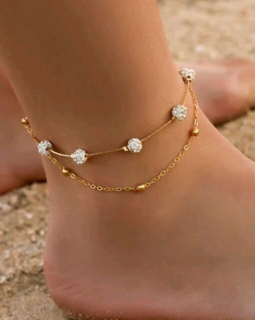 Gold Layered Silver Balls Anklet