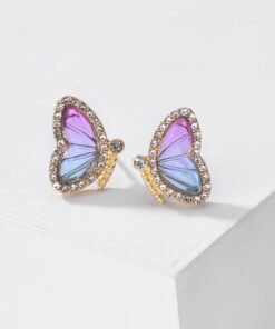 Rainbow Butterfly Stud Earrings
