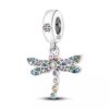 Sterling Silver Dangle Rainbow Dragonfly S925 Charm