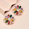 Floral Sparkling Rainbow Stud Earrings