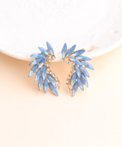 Diamond Blue Sparkling Wings Stud Earrings
