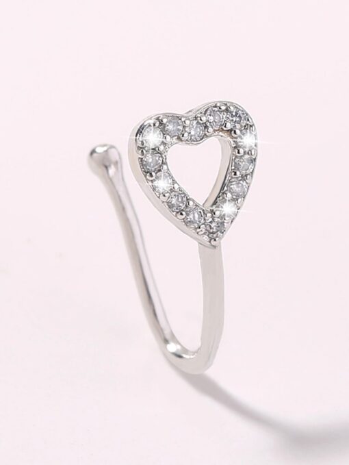 Sparkling Silver Heart Nose Ring