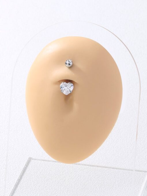 Silver Stud & Silver Heart Belly Ring