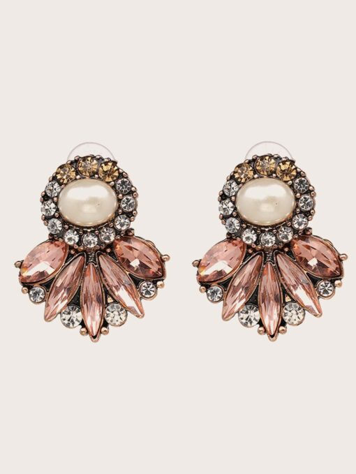 Sparkling Champagne Floral & Pearl Earrings