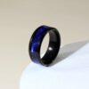 Men's Stainless Steel Dark Blue & Black Ring
