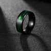 Men's Stainless Steel Dark Green & Black Ring