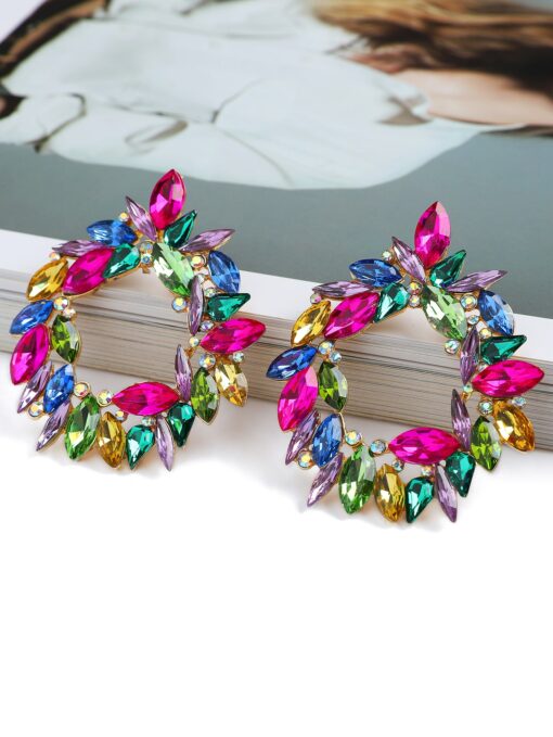 Sparkling Gemstone Drop Stud Earrings