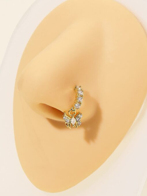 Sparkling Butterfly Dangle Nose Ring