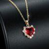 Royal Red Heart Sparkling Gold Necklace