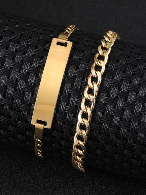 Men's Stainless Steel Gold Two Set Bracelet