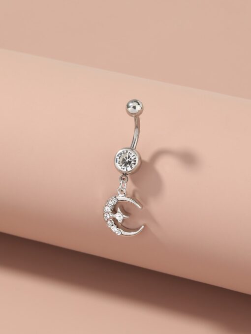 Sparkling Moon & Star Dangle Belly Ring