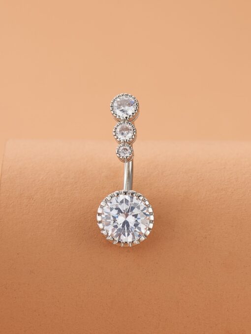 Sparkling Silver Triple Stud Belly Ring
