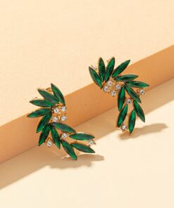 Sparkling Emerald Wings Stud Earrings