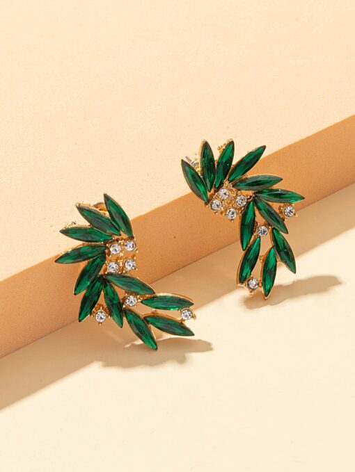 Sparkling Emerald Wings Stud Earrings