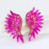 Sparkling Pink Petal Wings Stud Earrings