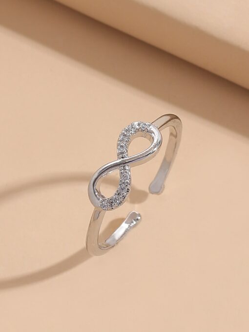 Infinity Adjustable Sparkling Silver Ring