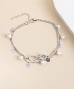 Infinity & Pearl Layered Anklet