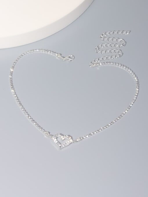 Sparkling Silver Heart Outline Necklace