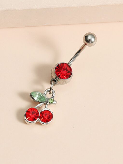 Sparkling Red Cherry Dangle Belly Ring