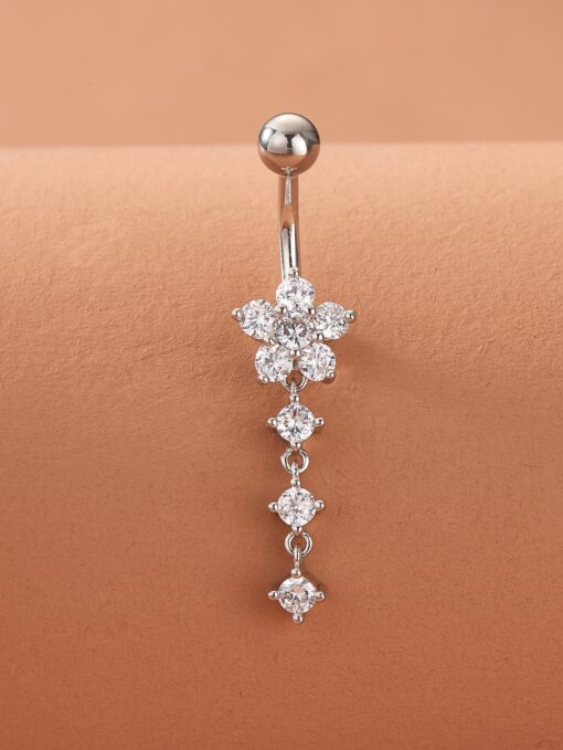 Snowflake Silver Dangle Belly Ring