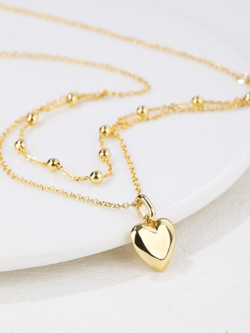 Gold Heart Sparkling Layered Necklace