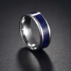 Men's Stainless Steel Dark Blue & Silver Ring