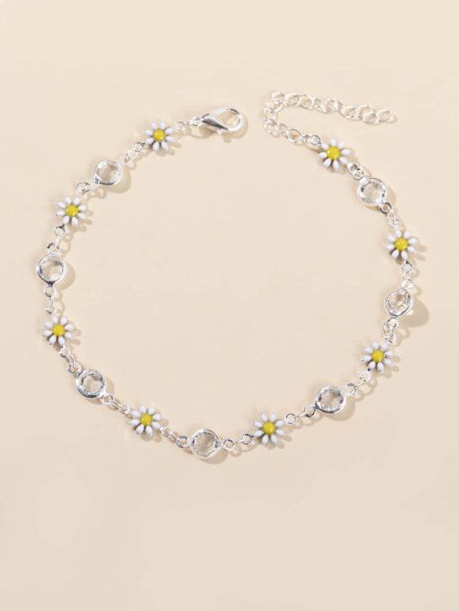 Yellow Bud White Petal Anklet