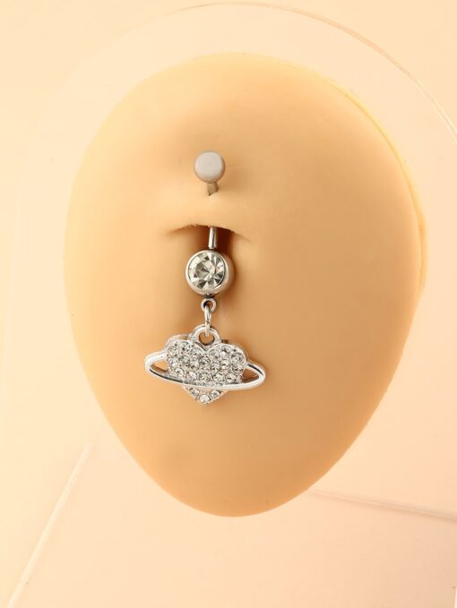 Silver Galaxy Heart Belly Ring