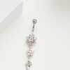 Sparkling Silver Floral Dangle Snowflake Belly Ring