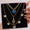 Gold Necklace Butterfly Set