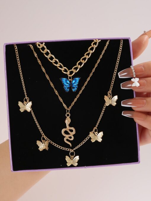Gold Necklace Butterfly Set