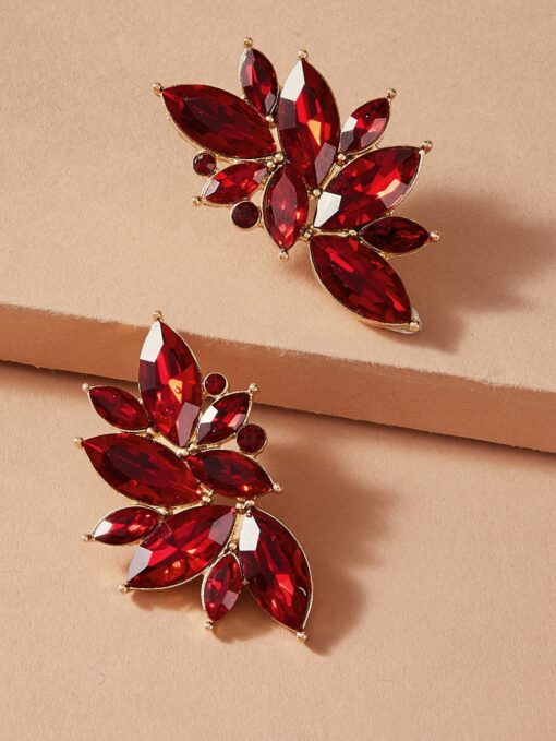 Red Sparkling Winged Stud Earrings