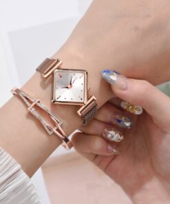 Rose Gold Watch With Rose Gold Bracelet Sparkling