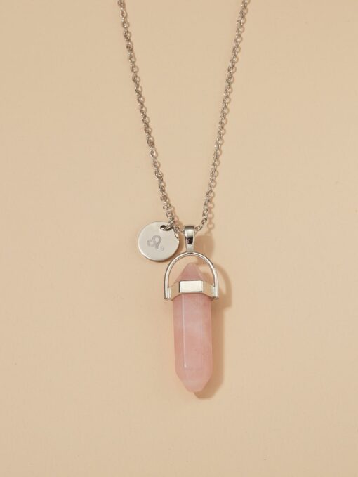 Pendant Necklace Precious Pink Stone