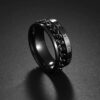 Men's Stainless Steel Black Engraved Ring