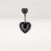 Black Heart Sparkling Doubled Belly Ring