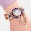 Gold Watch Sparkling Blue Bracelet Watch