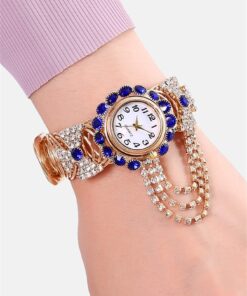 Gold Watch Sparkling Blue Bracelet Watch