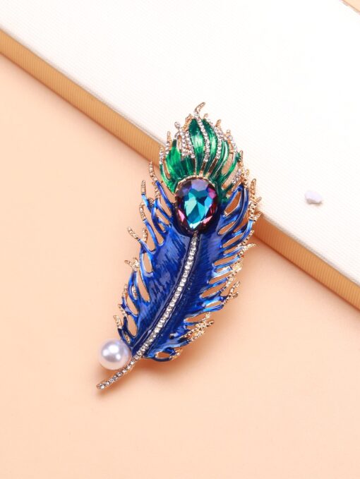 Brooch Sparkling Peacock Feather