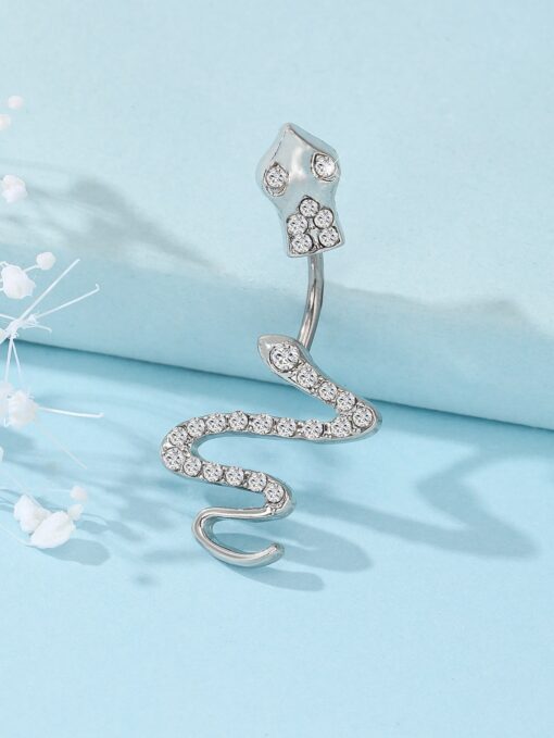 Silver Studded Sparkling Snake Belly Ring