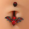 Bat Woman Deep Red Sparkling Belly Ring