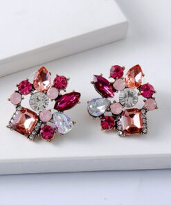 Dazzle Pink Sparkling Rainbow Stud Earrings