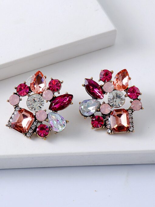 Dazzle Pink Sparkling Rainbow Stud Earrings