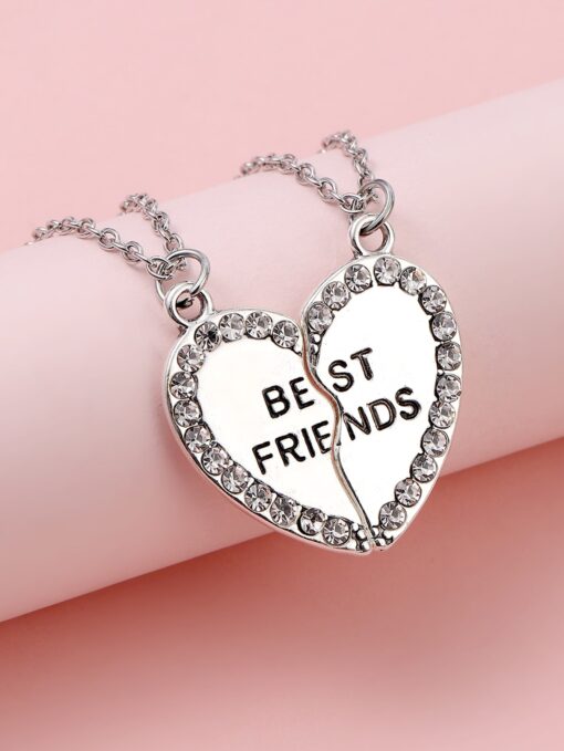 Best Friend Necklace Silver Set