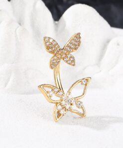 Gold & Silver Sparkling Butterflies Belly Ring