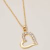 Gold Necklace Heart Sparkling