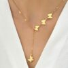 Gold Necklace Butterfly Dangle