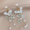 Pearl Earrings Dangle Floral Stud Earrings